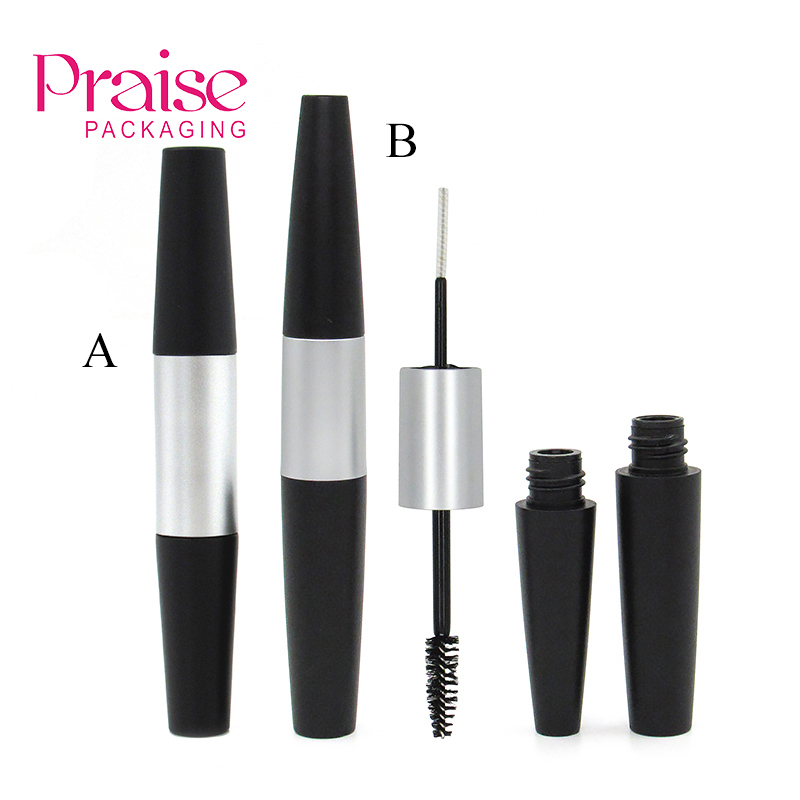 Wholesale custom makeup round double ends empty 2 in 1 Mascara Tube, two sides plastic Mascara tube container cosmetic packaging