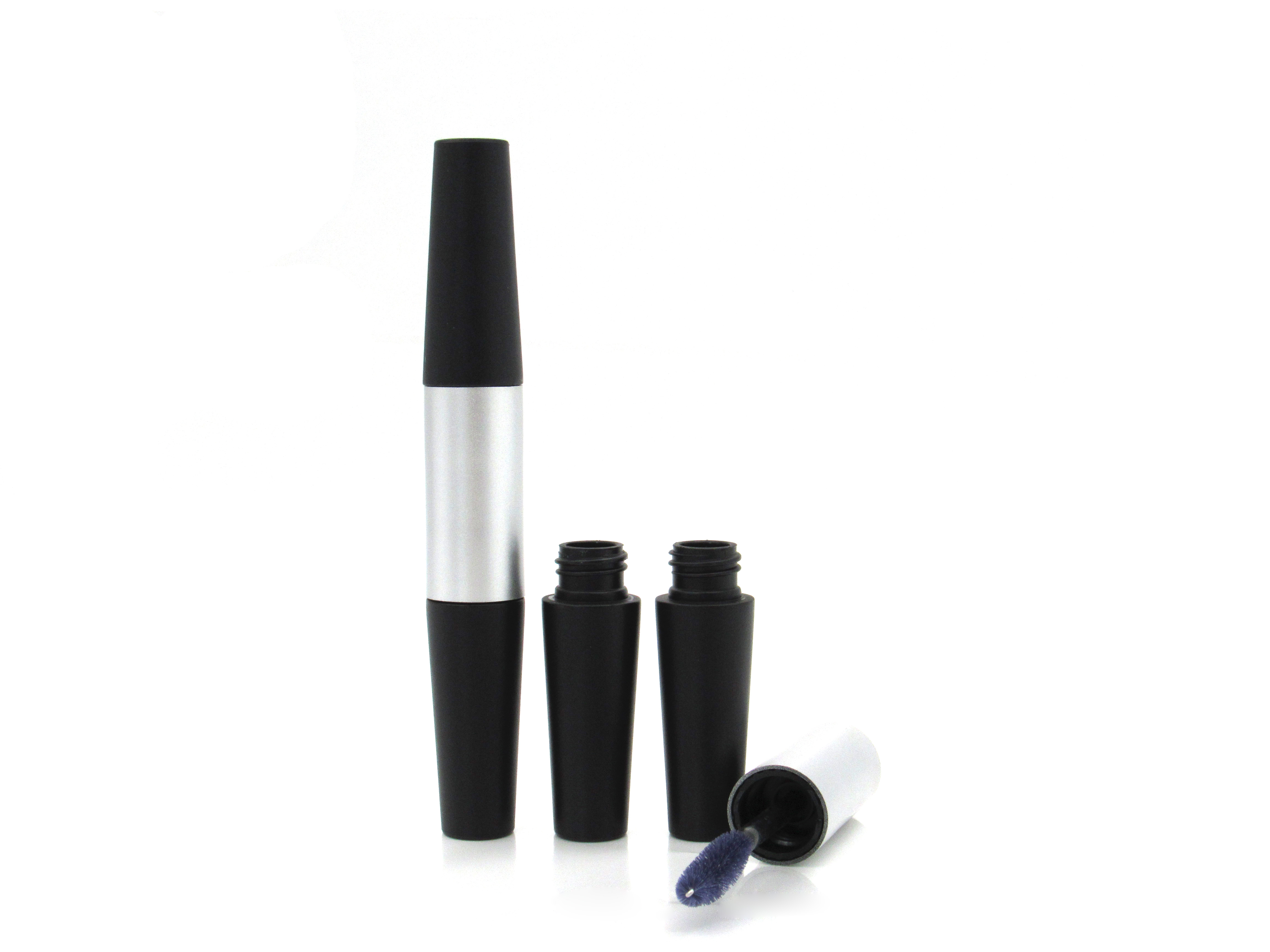 Wholesale custom makeup round double ends empty 2 in 1 Mascara Tube, two sides plastic Mascara tube container cosmetic packaging