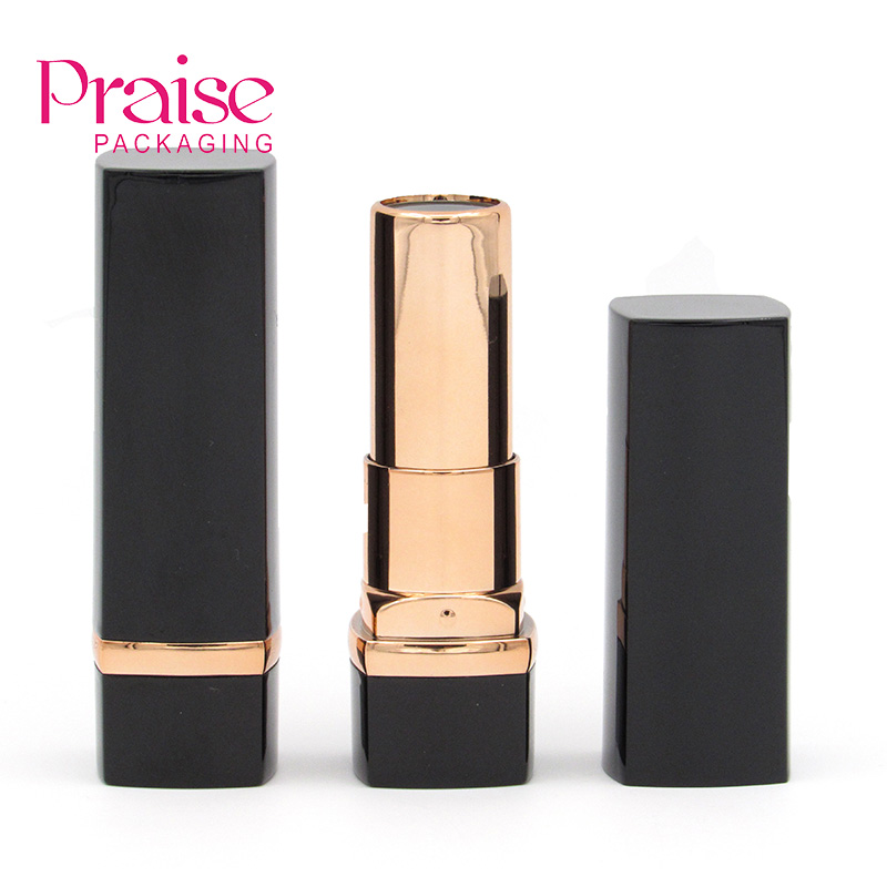 Matte black round lipstick tube for elegant lipstick container cosmetic packaging tubes