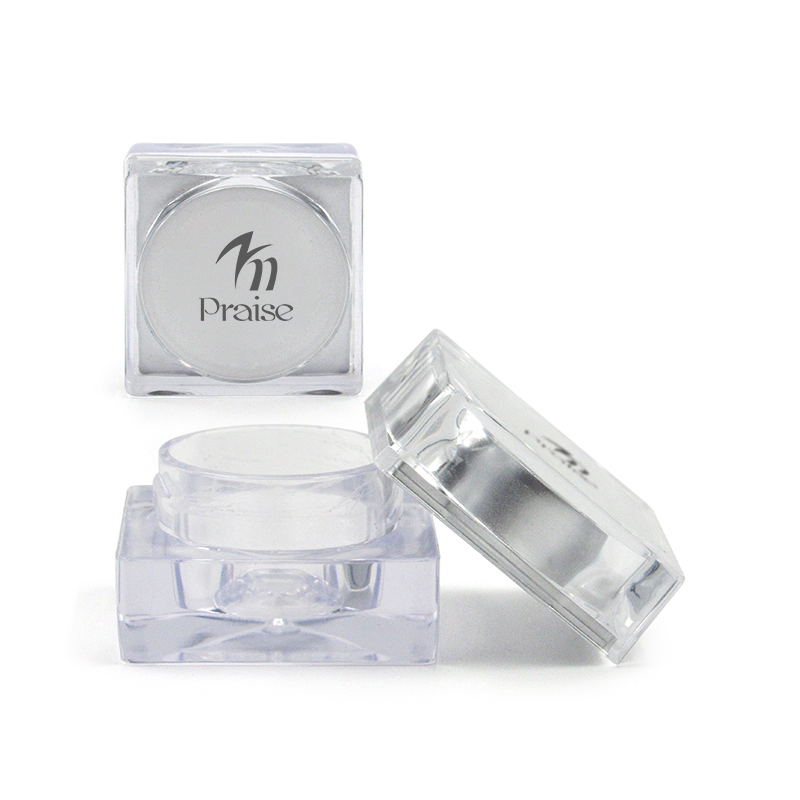 8g square sample acrylic empty face cream jar, Mini makeup eyeshadow eyeliner clear case container, Cosmetic packaging custom