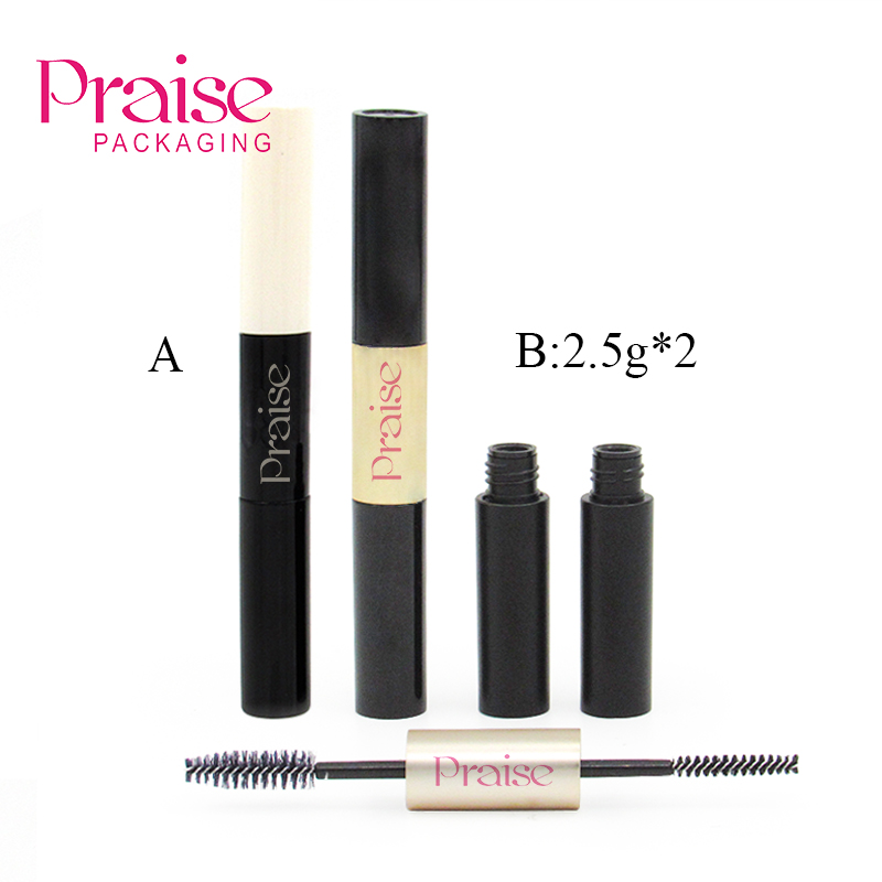 New style designed double sided empty Mascara packaging 5g round plastic Mascara Tube custom makeup packaging