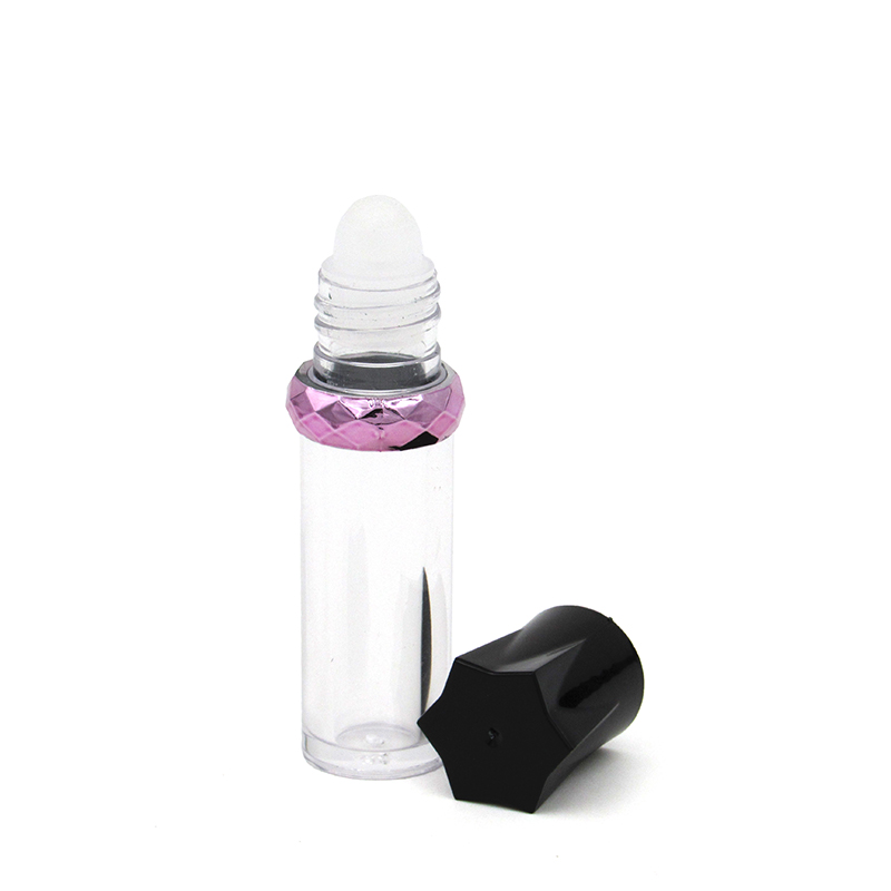 Wholesale empty plastic lip balm container tube, 4g transparent ball bottle with hexagonal lid