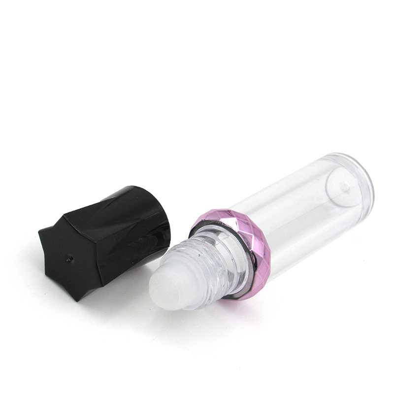 Wholesale empty plastic lip balm container tube, 4g transparent ball bottle with hexagonal lid