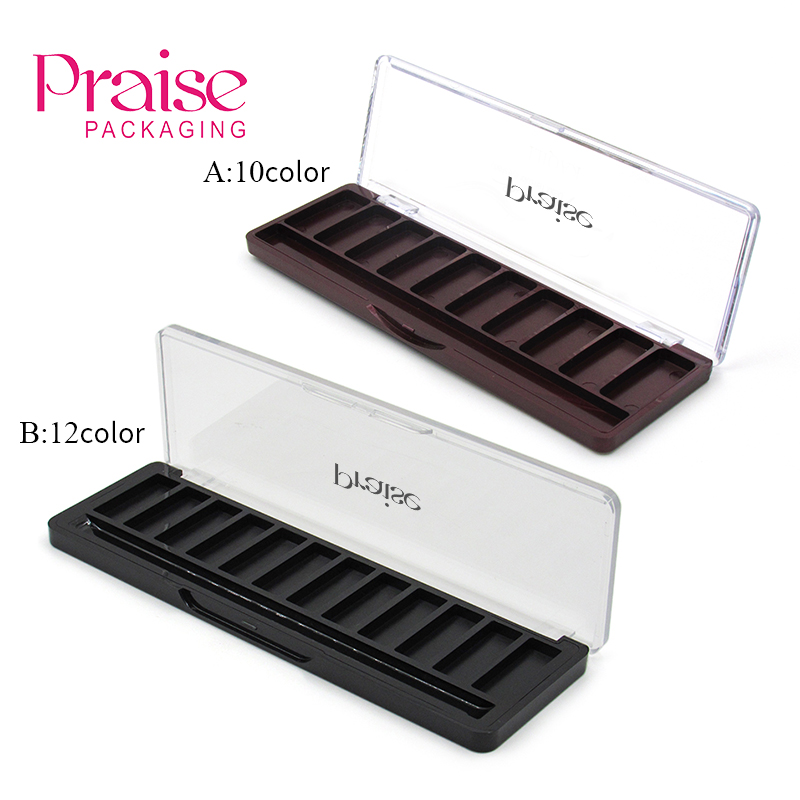 latest products high demand cosmetic packaging Case 10/12 color rectangle plastic Eyeshadow palette