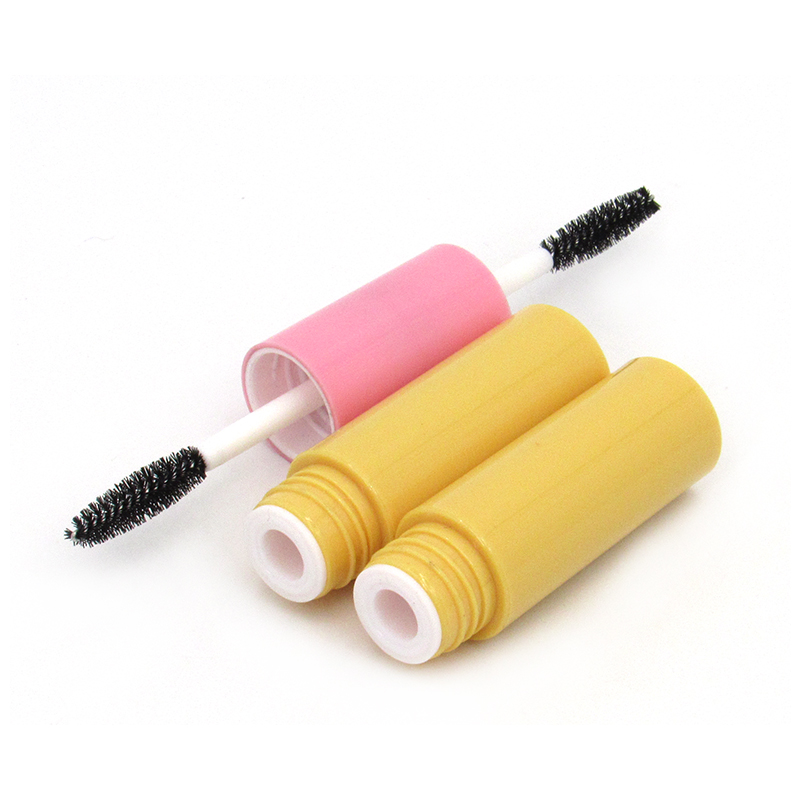 Cosmetics packaging wholesale custom double ends mascara tube, 2 in 1 round empty plastic mascara container manufacturing