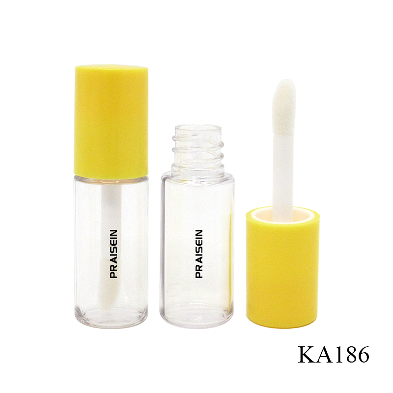 Factory price empty round lip gloss tubes, 3ml transparent lip gloss plastic tube combination packaging wholesale