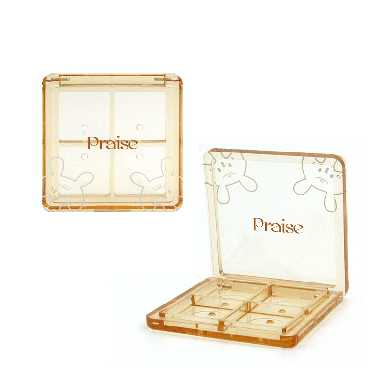 New cosmetics eye shadow palette custom brand square empty clear 4-color eye shadow case container packaging