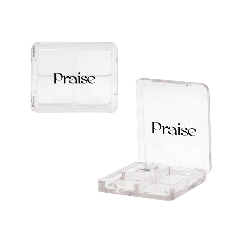 New cosmetics eye shadow palette custom brand square empty clear 4-color eye shadow case container packaging