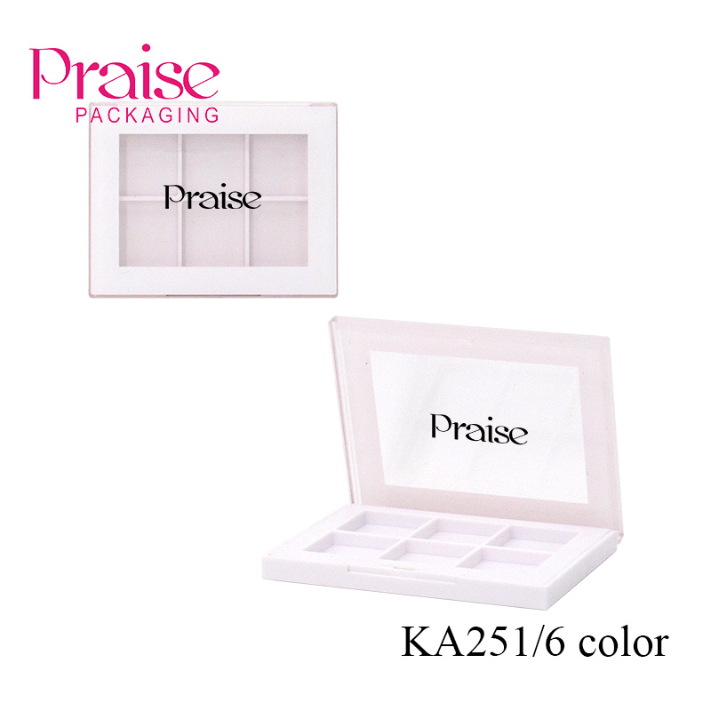 Production processing empty square eye shadow makeup case packaging, ABS plastic 6-color eye shadow palette customized printing