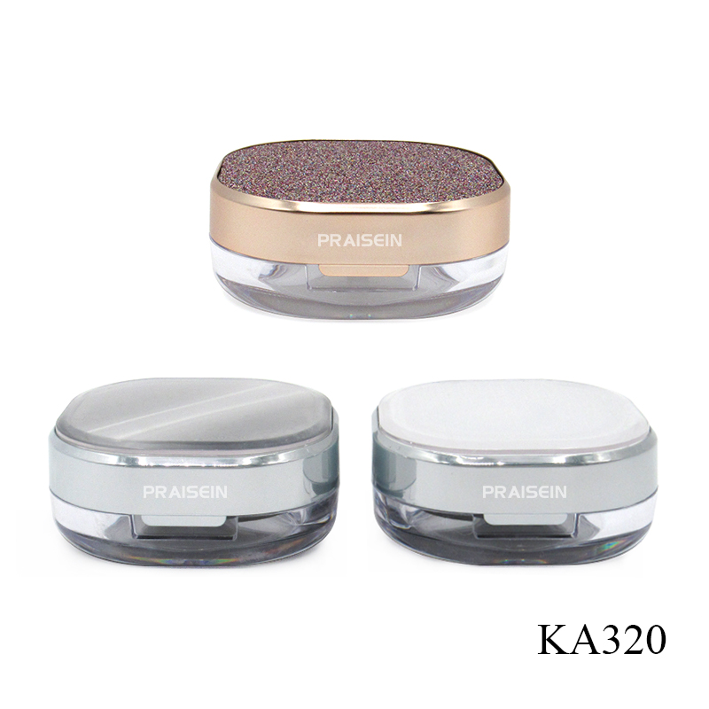 Empty loose powder case square transparent cosmetic powder container with sifter