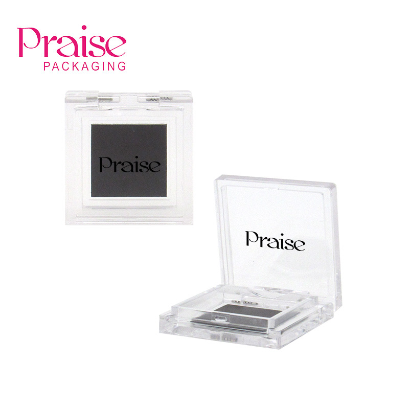 Square empty clear plastic eye shadow case,portable eye shadow container can be placed iron plate, cosmetics packaging wholesale