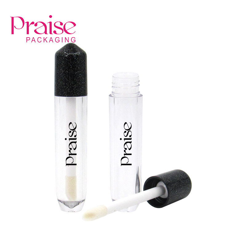 Specialized production cosmetics packaging 12.5ml empty clear plastic concealer tube, round concealer liquid bottle with brush