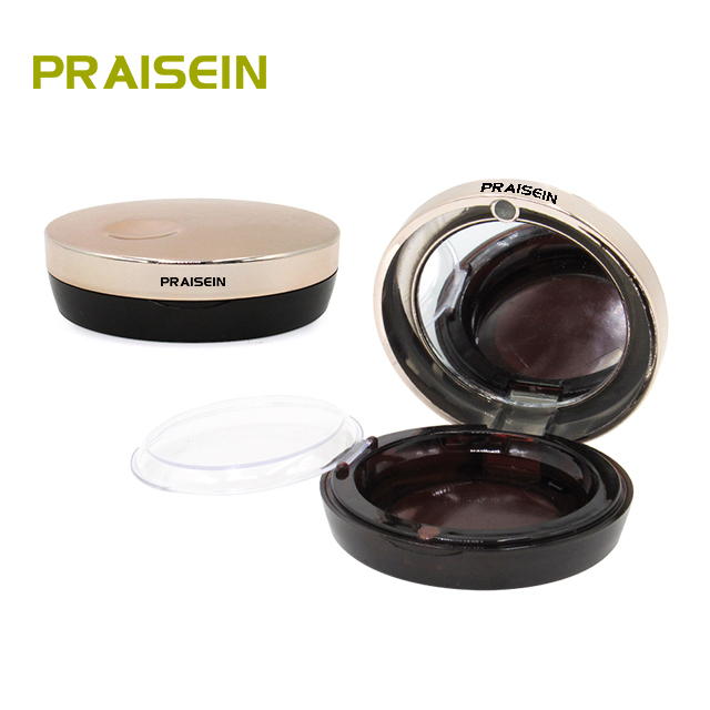 Sprayed gold round magnetic adsorption powder compact case customized printing double-layer plastic cosmetic powder case