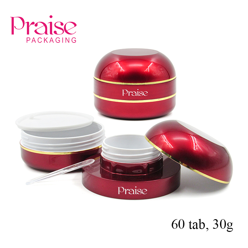 High-end plastic empty jar that holds 60 pieces eye mask, 30g double layer cosmetic cream packaging containers custom printing