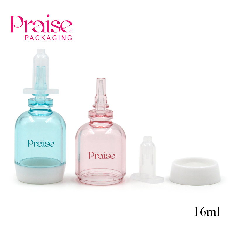 Processing Custom tags 16ml facial skin care concentrated essence container, empty lotion plastic bottle with bottom press type