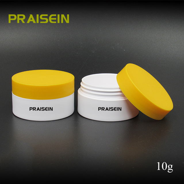 Empty 10g sample skin care face cream plastic bottle OEM custom round cosmetic cream jar with lid