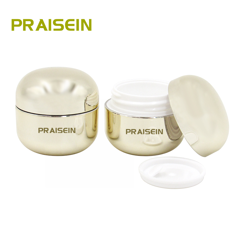 Supplier wholesale round empty plastic cosmetic face cream container 3.5g gold sample jar custom