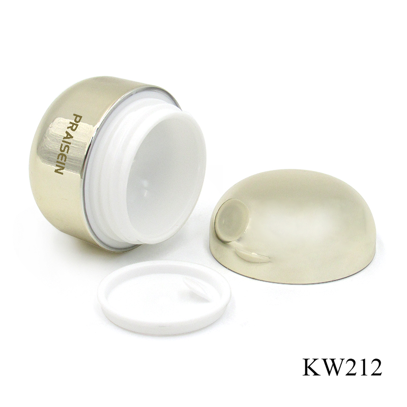 Supplier wholesale round empty plastic cosmetic face cream container 3.5g gold sample jar custom