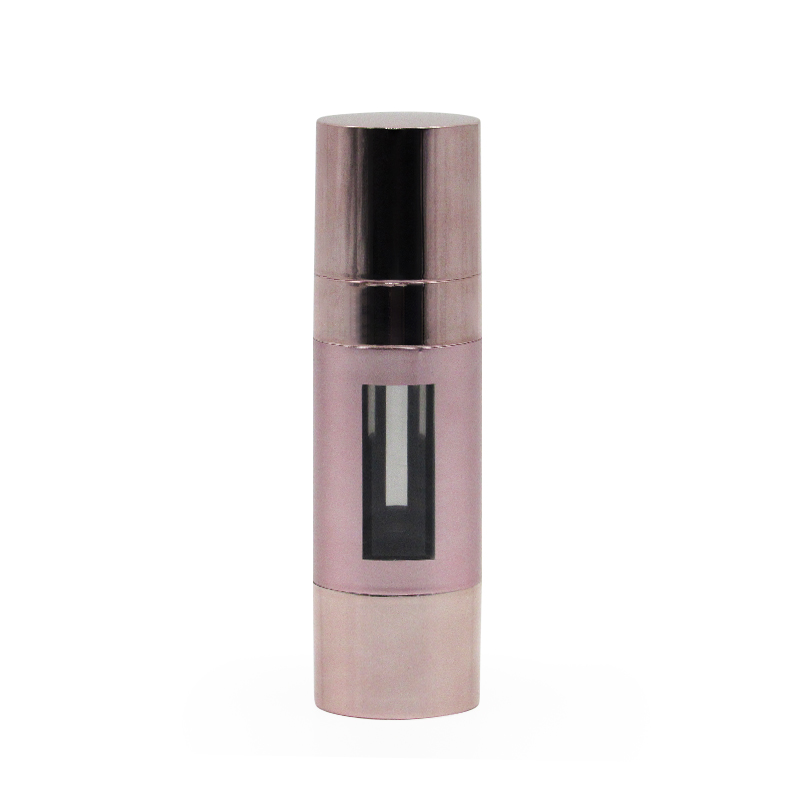 OEM customized high-end press type cosmetic vacuum bottle, 30g round empty lotion packaging bottle with metal cover