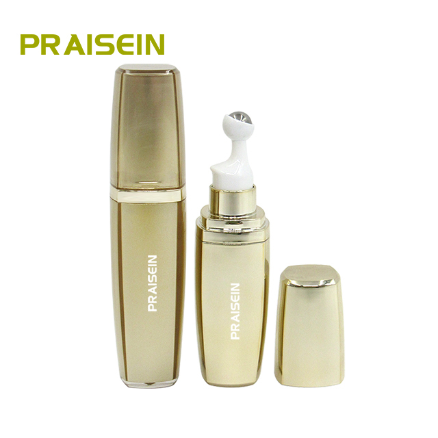 15ml/20ml Gold square eye renewal essence container with ball plastic packaging to produce custom acrylic eye cream bottles