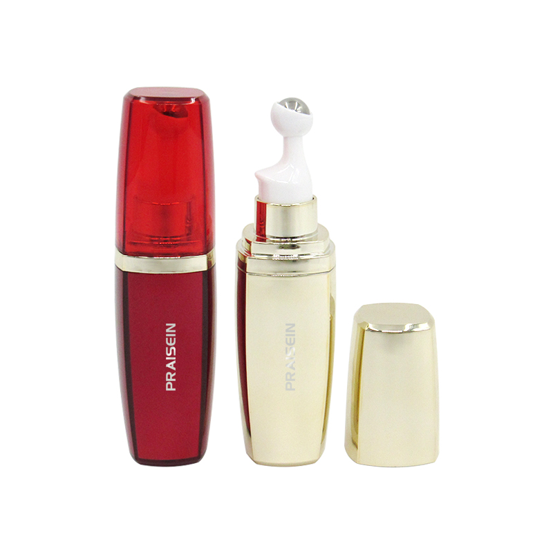 15ml/20ml Gold square eye renewal essence container with ball plastic packaging to produce custom acrylic eye cream bottles