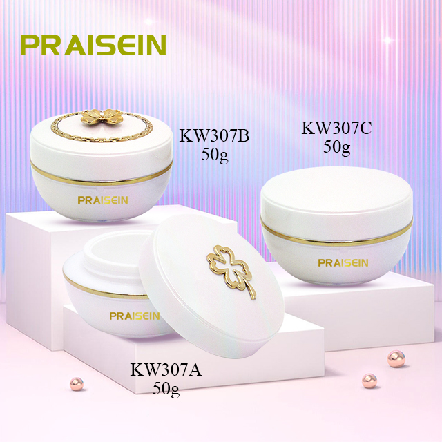 50g high-grade acrylic cream jar customized private label pearlescent white wide mouth plastic face cream container packaging