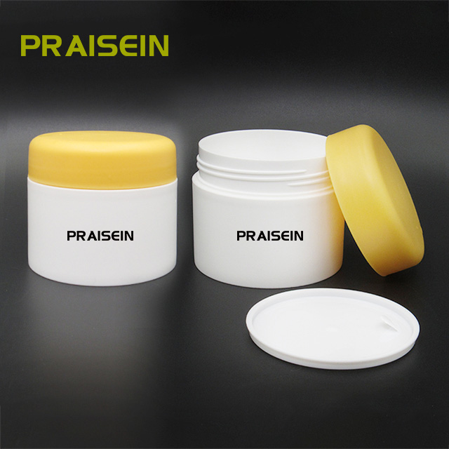 Cosmetic packaging white face cream plastic jar custom 100g double wall wide mouth children's cream container with screw cap