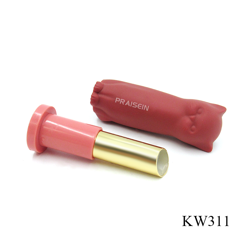 Empty cat shape lipstick tube packaging custom 11mm caliber plastic lipstick tube cosmetic packaging