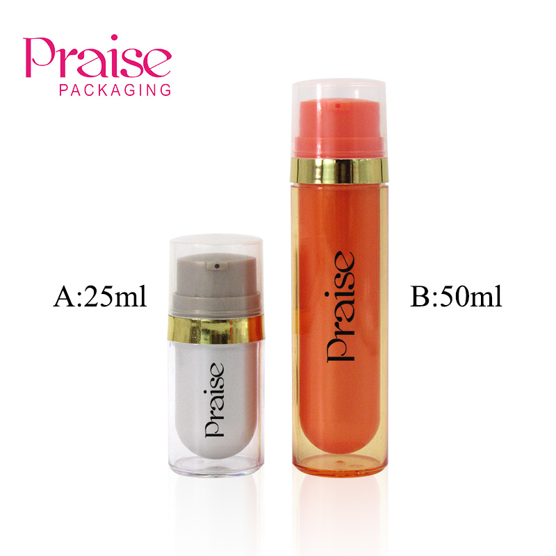 Factory new empty acrylic lotion bottle with pump 25ml/50ml round portable plastic cosmetic container