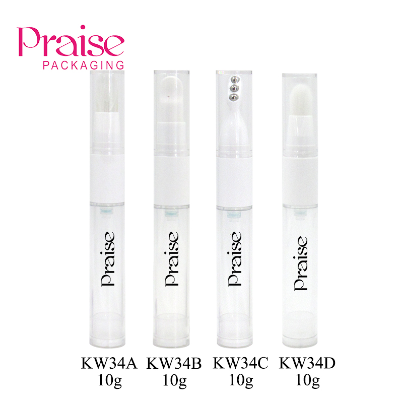 Optional 10g portable skin care eye cream vacuum bottle packaging, round empty clear rotary type eye essence container