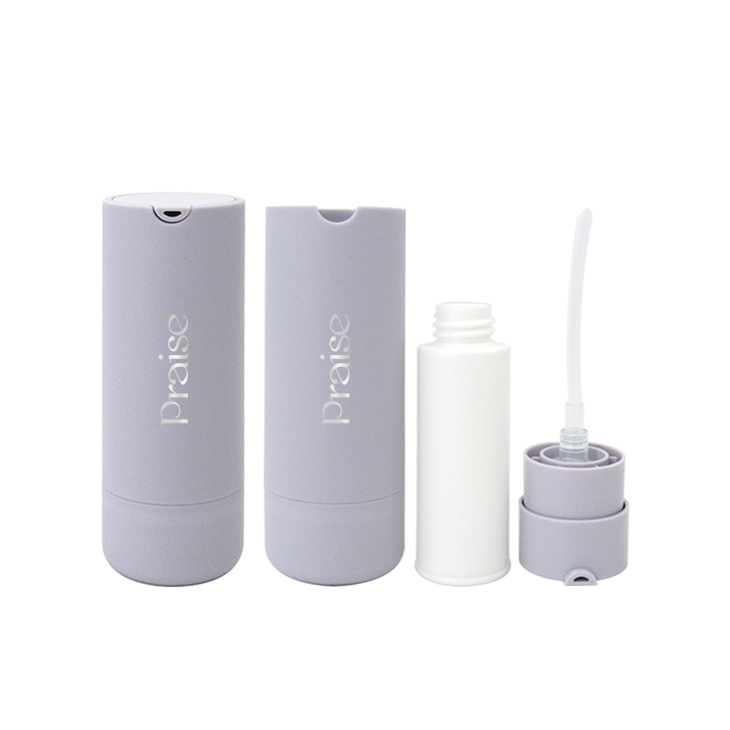 Unique skin care plastic bottle 30ml/50ml round lotion container with rotary pump, the inner bottle can be replacements