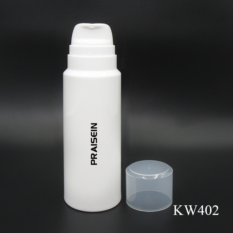 White lotion packaging container 240ml airless skin care facial cleanser bottle, empty plastic lotion pump bottle