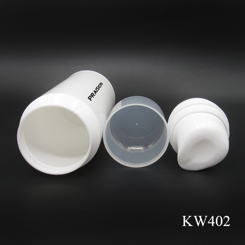 White lotion packaging container 240ml airless skin care facial cleanser bottle, empty plastic lotion pump bottle