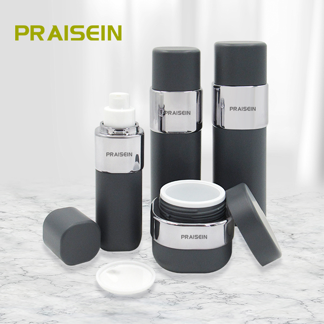 Manufacture PET plastic cosmetic packaging bottle with lotion pump, square empty cream jar with screw cap