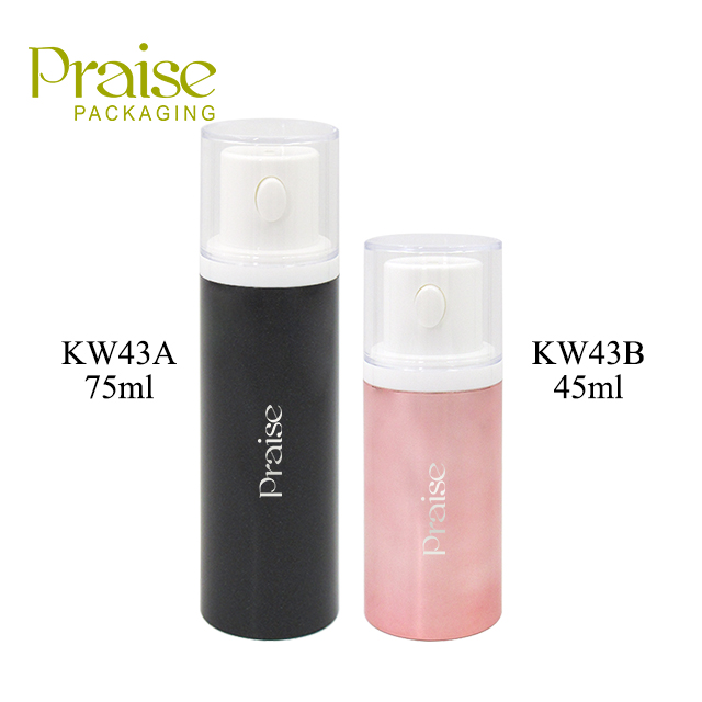 New style push-button design skin care container 45ml/75ml plasticround lotion bottle with pump packaging