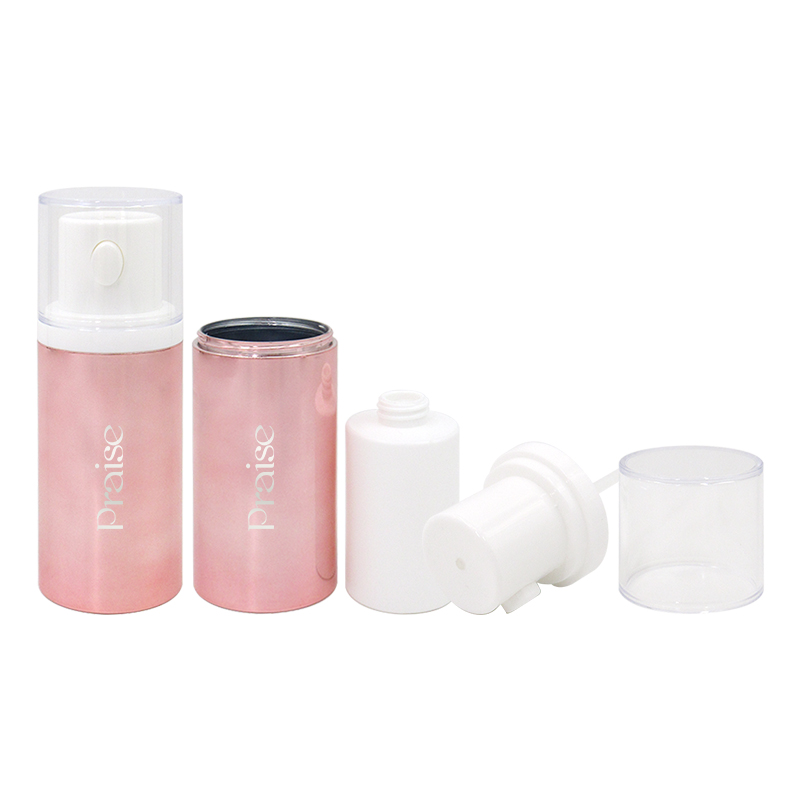 New style push-button design skin care container 45ml/75ml plasticround lotion bottle with pump packaging