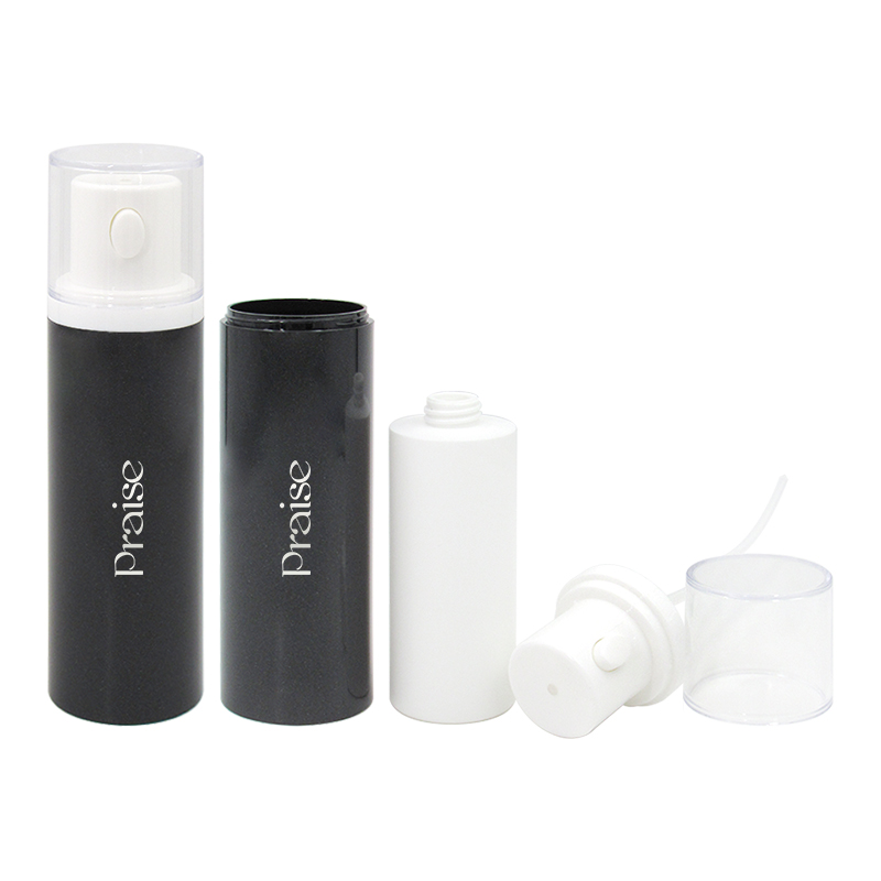 New style push-button design skin care container 45ml/75ml plasticround lotion bottle with pump packaging