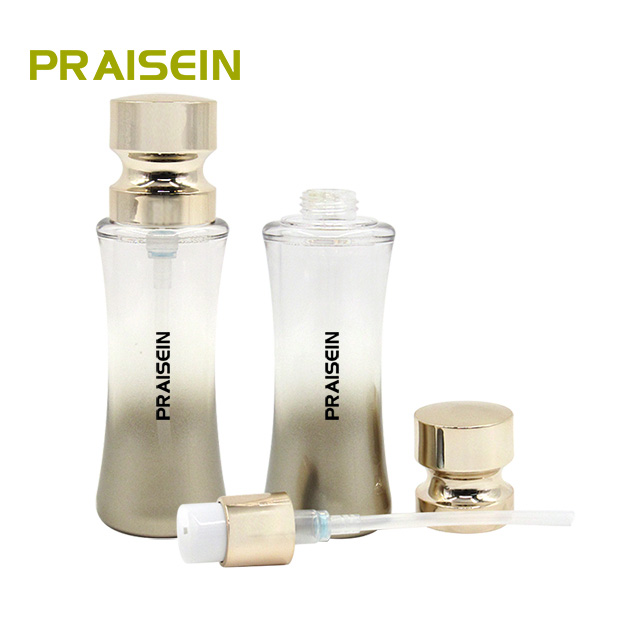 Factory customized golden plastic cosmetic bottles 50ml reusable empty lotion pump bottle skin care packaging