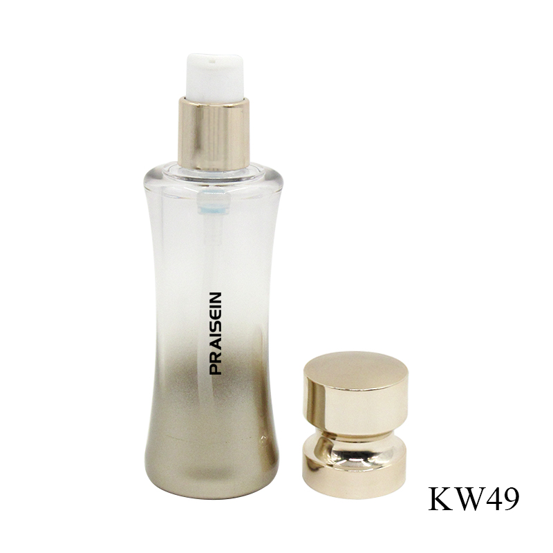 Factory customized golden plastic cosmetic bottles 50ml reusable empty lotion pump bottle skin care packaging