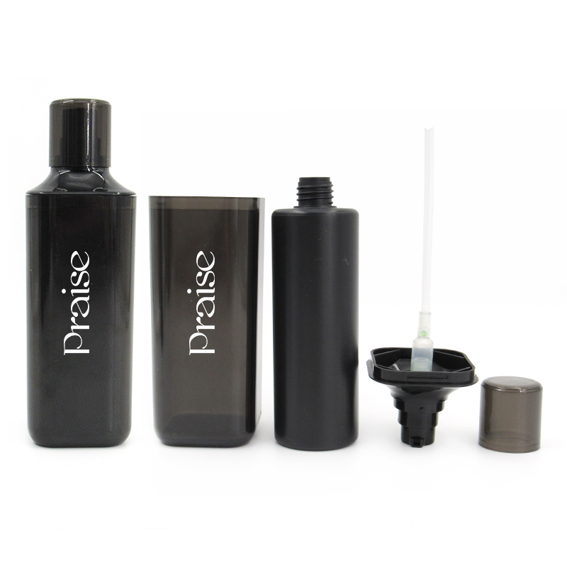 Chinese factory sells skin care bottle set custom color square plastic press type bottle for toner/lotion/face cream