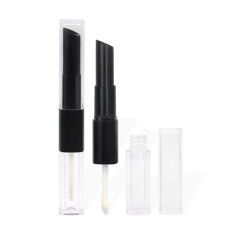 Private Custom cosmetic High quality plastic Square Double Sided Empty Clear Lipgloss Lipstick makeup Container Tube Packaging