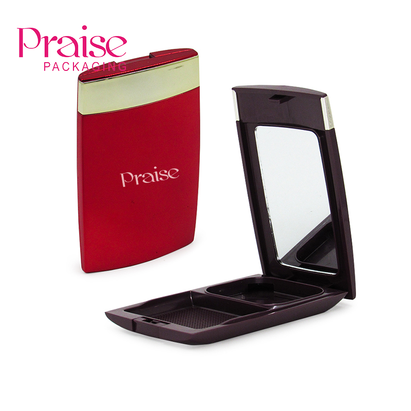 New trend plastic rectangular empty powder compact case with mirror,Base Face Powder/Blusher/Makeup Powder Containers