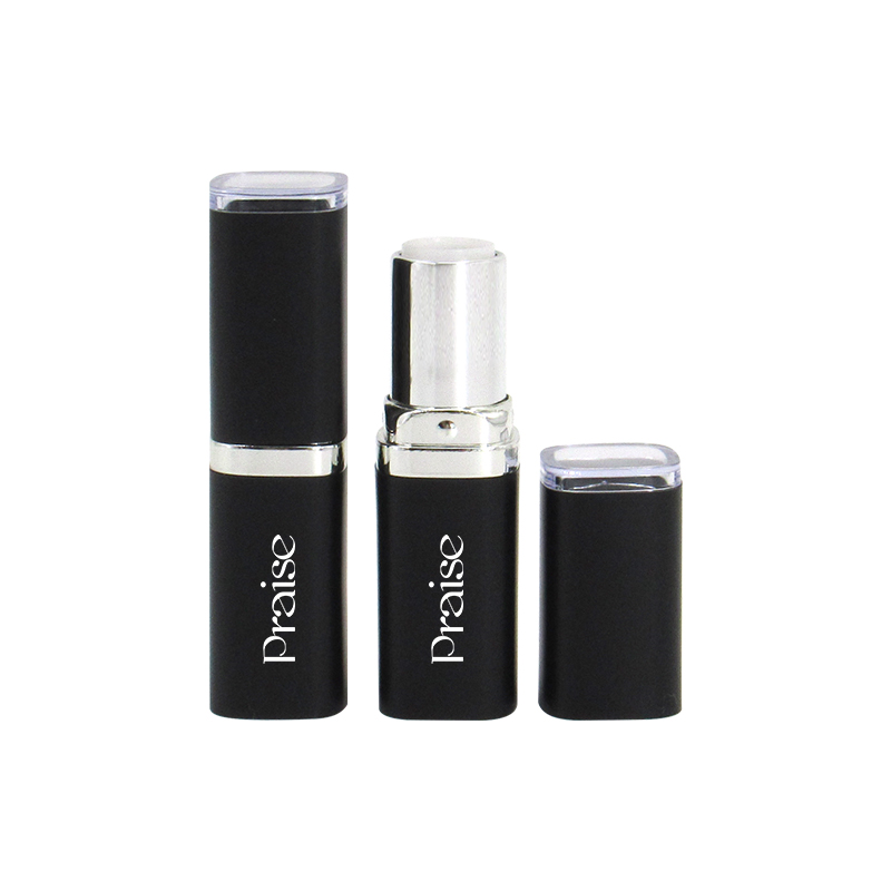 Wholesale cosmetic High quality black square plastic empty lipstick lip balm tube containers makeup packaging