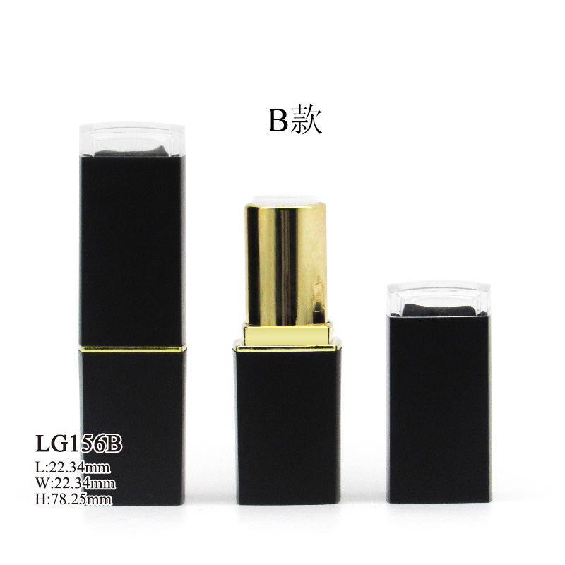 Wholesale cosmetic High quality black square plastic empty lipstick lip balm tube containers makeup packaging