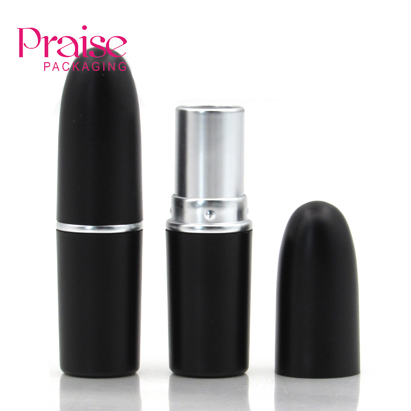 Wholesale Bullet shaped black plastic cosmetic empty lipstick tube container packaging