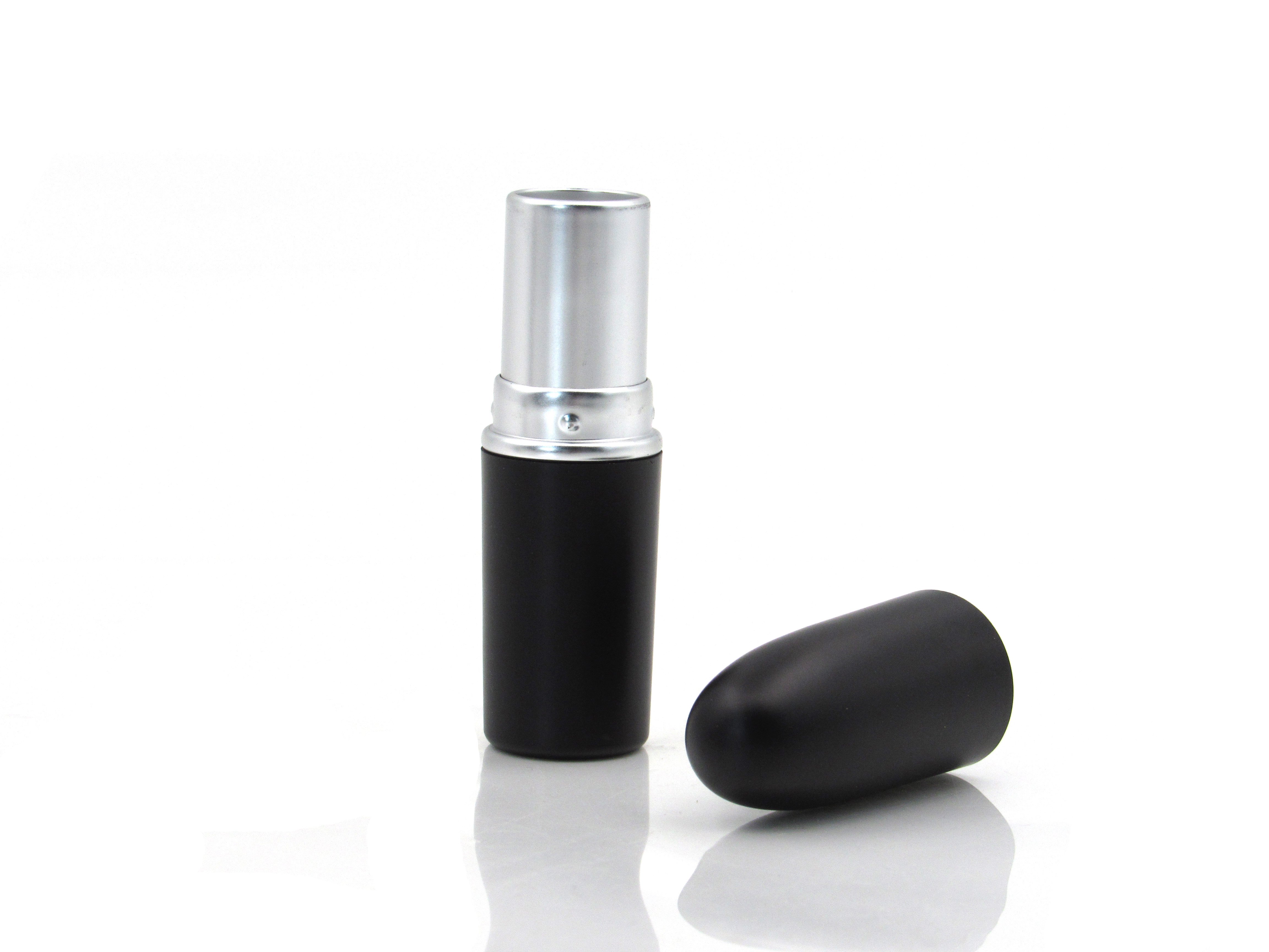 Wholesale Bullet shaped black plastic cosmetic empty lipstick tube container packaging