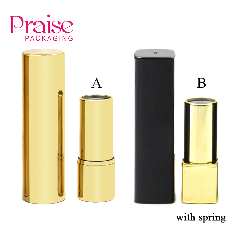 Factory price wholesale Fashion cosmetic square empty lipstick plastic tube container packaging with spring