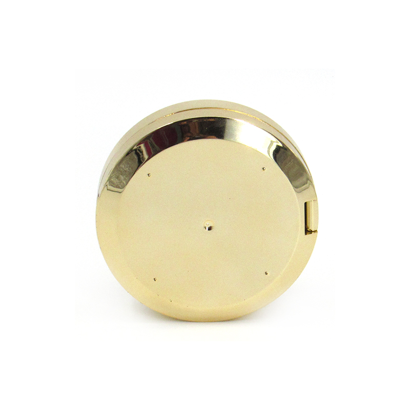 High quality round gold empty cosmetic powder compact case, button switch plastic compact powder case packaging OEM custom