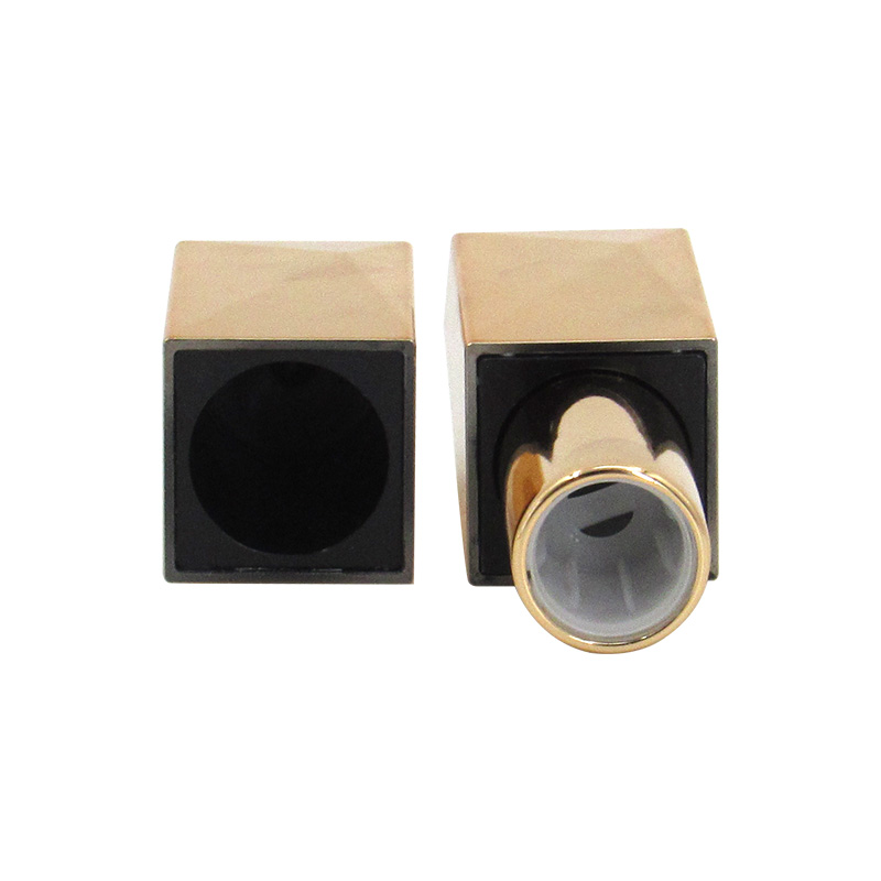 Custom fashionable square magnetic buckle lipstick container cosmetics packaging, gold plastic empty lipstick tube free sample