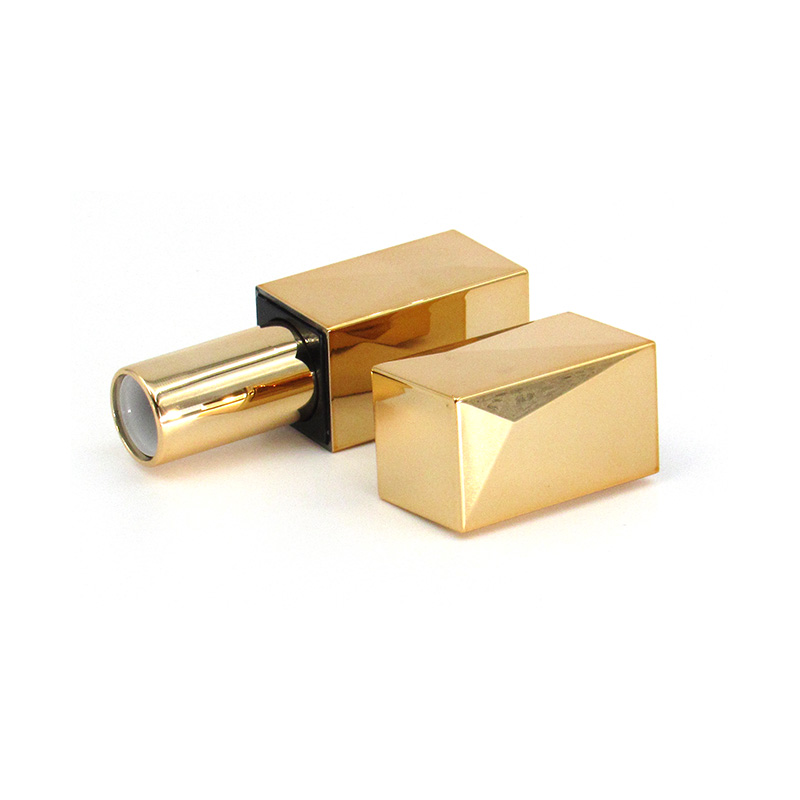 Custom fashionable square magnetic buckle lipstick container cosmetics packaging, gold plastic empty lipstick tube free sample